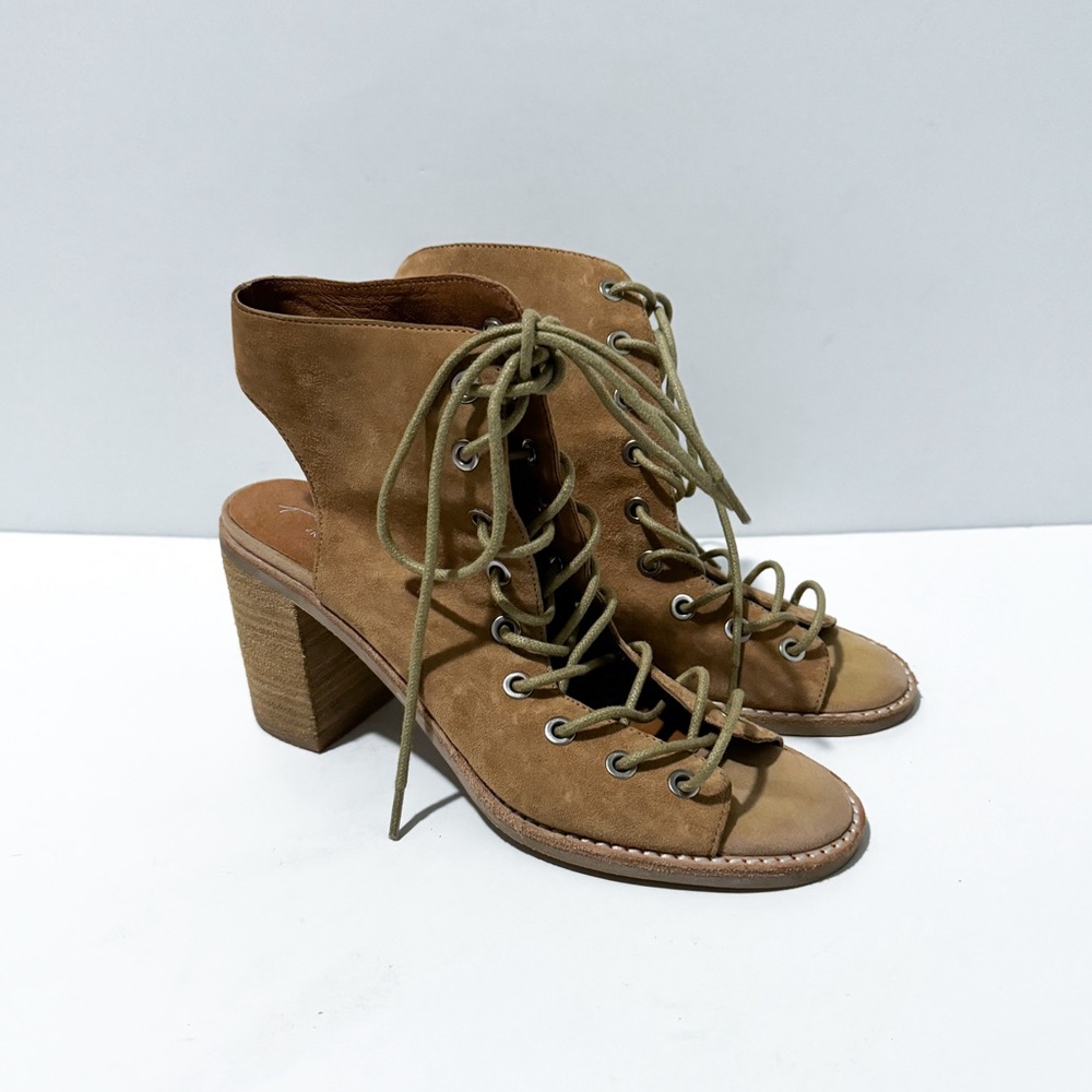 Jeffrey Campbell Free People Cors Suede Lace Up Open Toe Ankle Boot Sandals